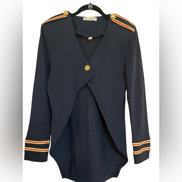 St. John Sweaters - St John vintage rare find women’s nautical cardigan in navy.  Size 8.
